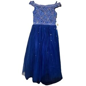 Royal Blue Pageant Dress Size 12 Sequin Rhinestone Jeweled Brand New